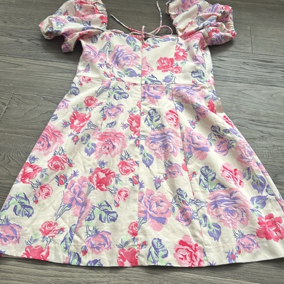 Zara | Light Pink and White Floral Mini Dress With Puff Sleeves Size Small - Picture 11 of 13